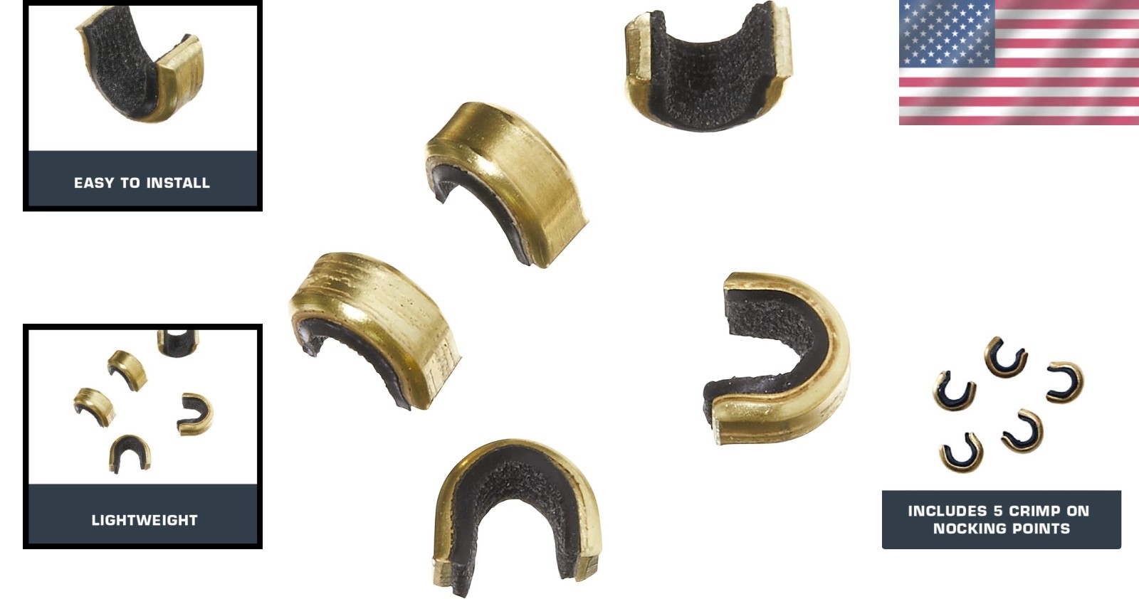 5-Pack Crimp-On Nocking Points for Compound & Recurve Bows - Archery Essential