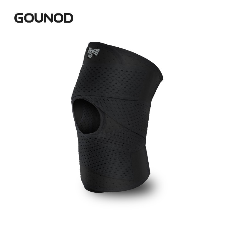 Black Knee Brace Compression Sleeve Joint Support Open Patella Stabilizer Wrap