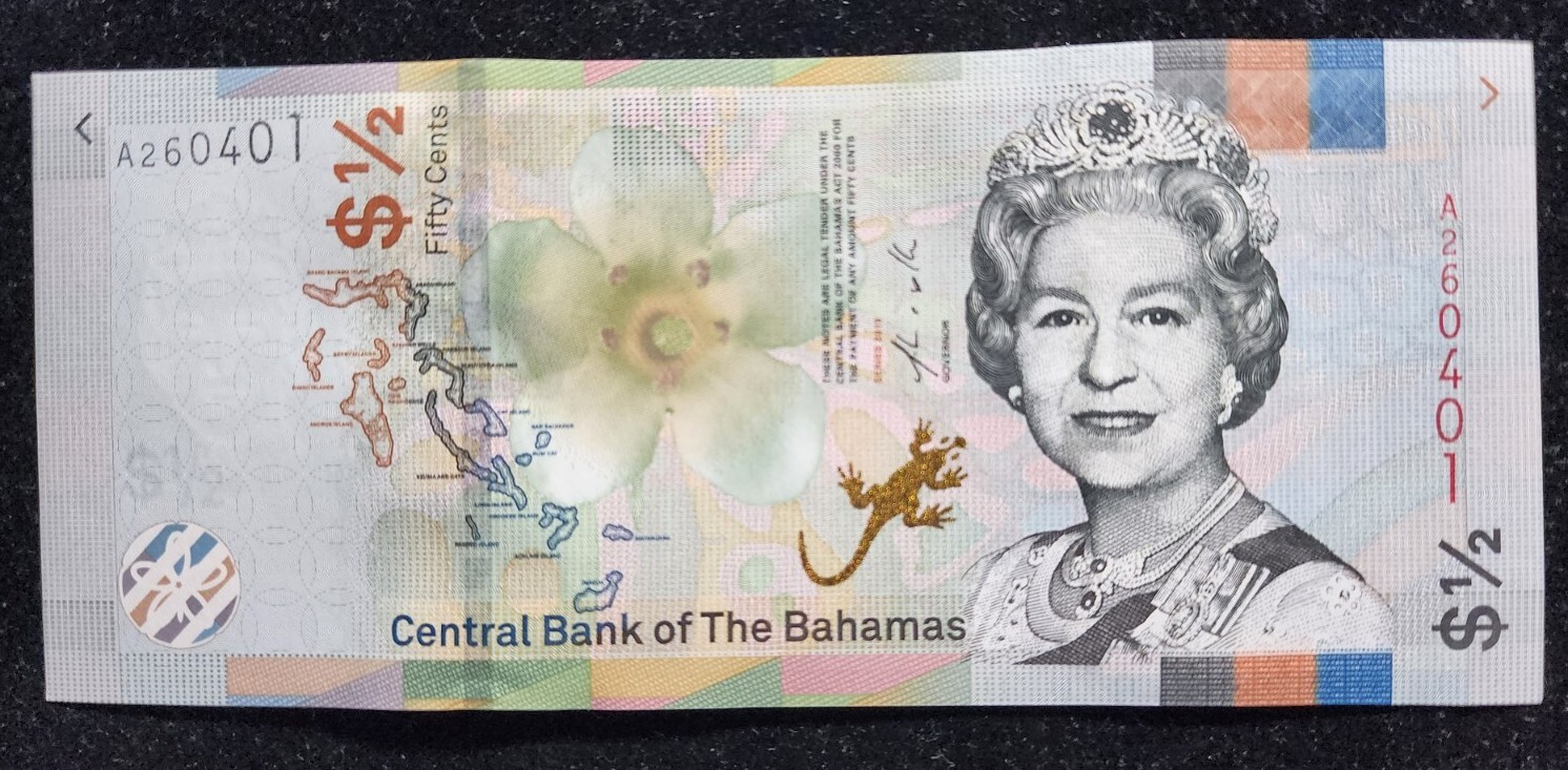 Bahamas 1/2 Dollar, 2019, Queen Elizabeth - Uncirculated. Our t3282