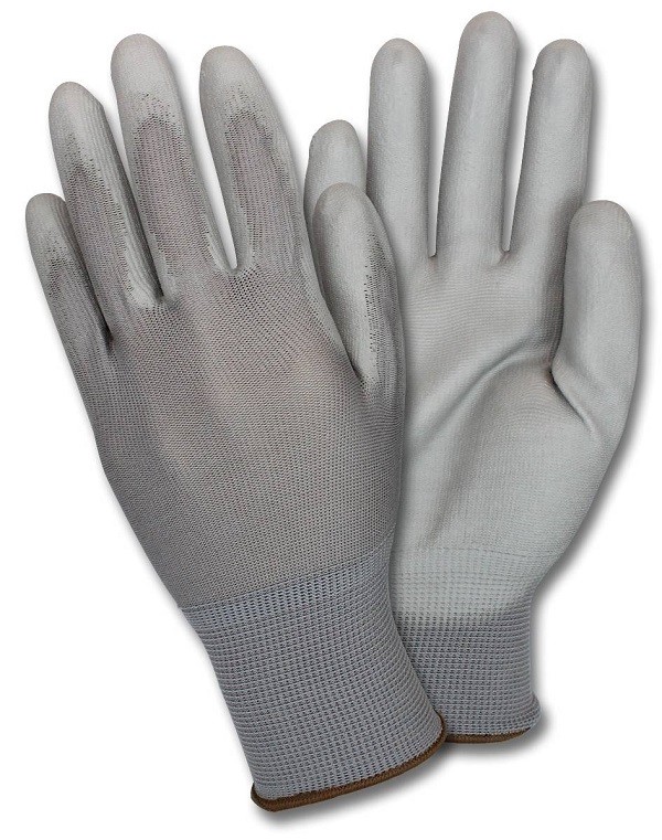 Polyurethane Coated Nylon Knit Gloves Size Medium Gray color 4 Pairs