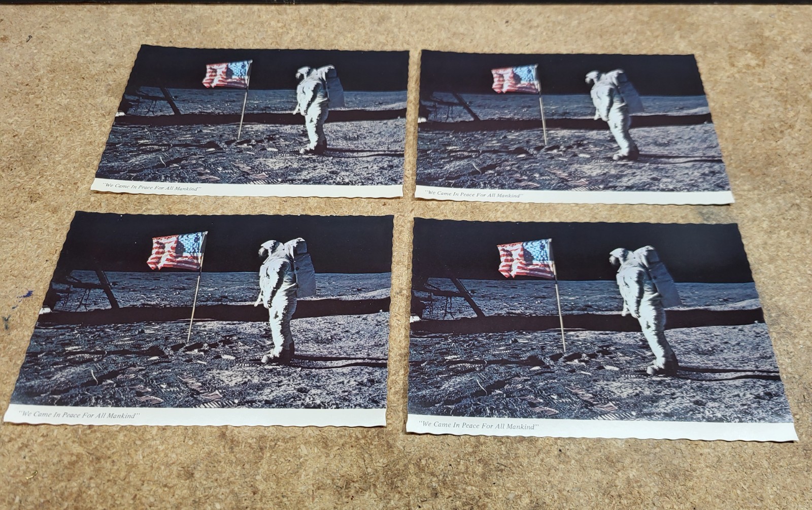 Lot of 4 Vintage Apollo 11 We Came in Peace Moon Landing Postcards