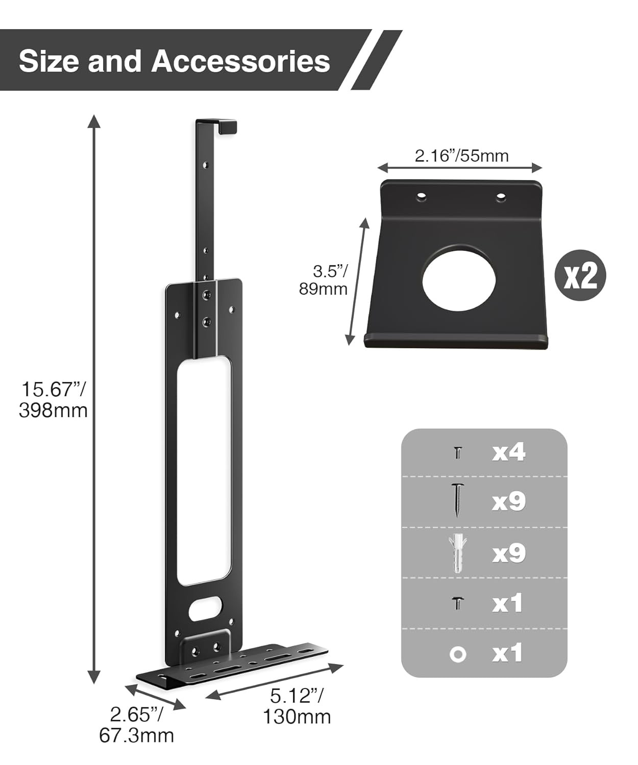 Upgraded Adjustable Console Holder Wall Mount for PS5 Black Gaming Stand for