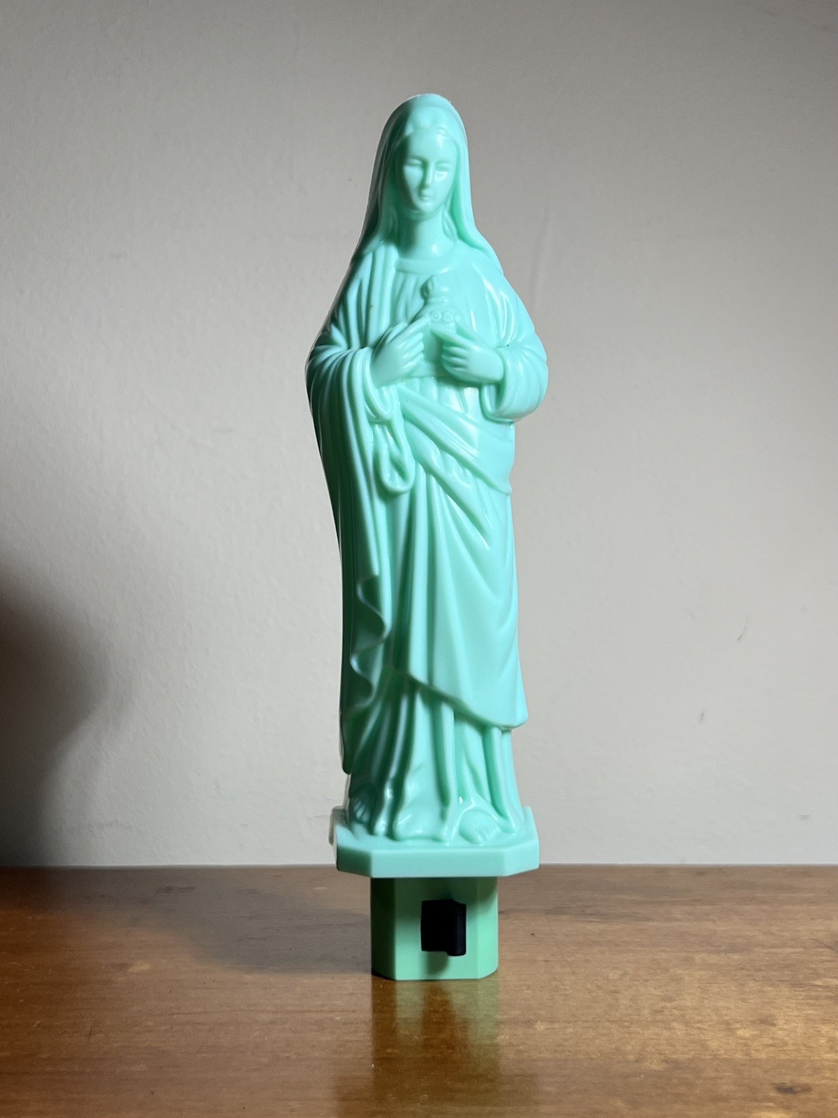 Vintage Mint Green Immaculate Heart of Mary Nightlight Lightbulb Holder 6.5"