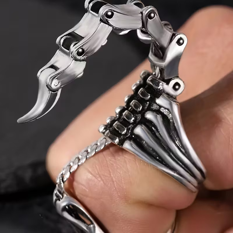 Scorpion Link Tail Open Exaggerated Ring Jewelry Gothic-Silvery Size-9