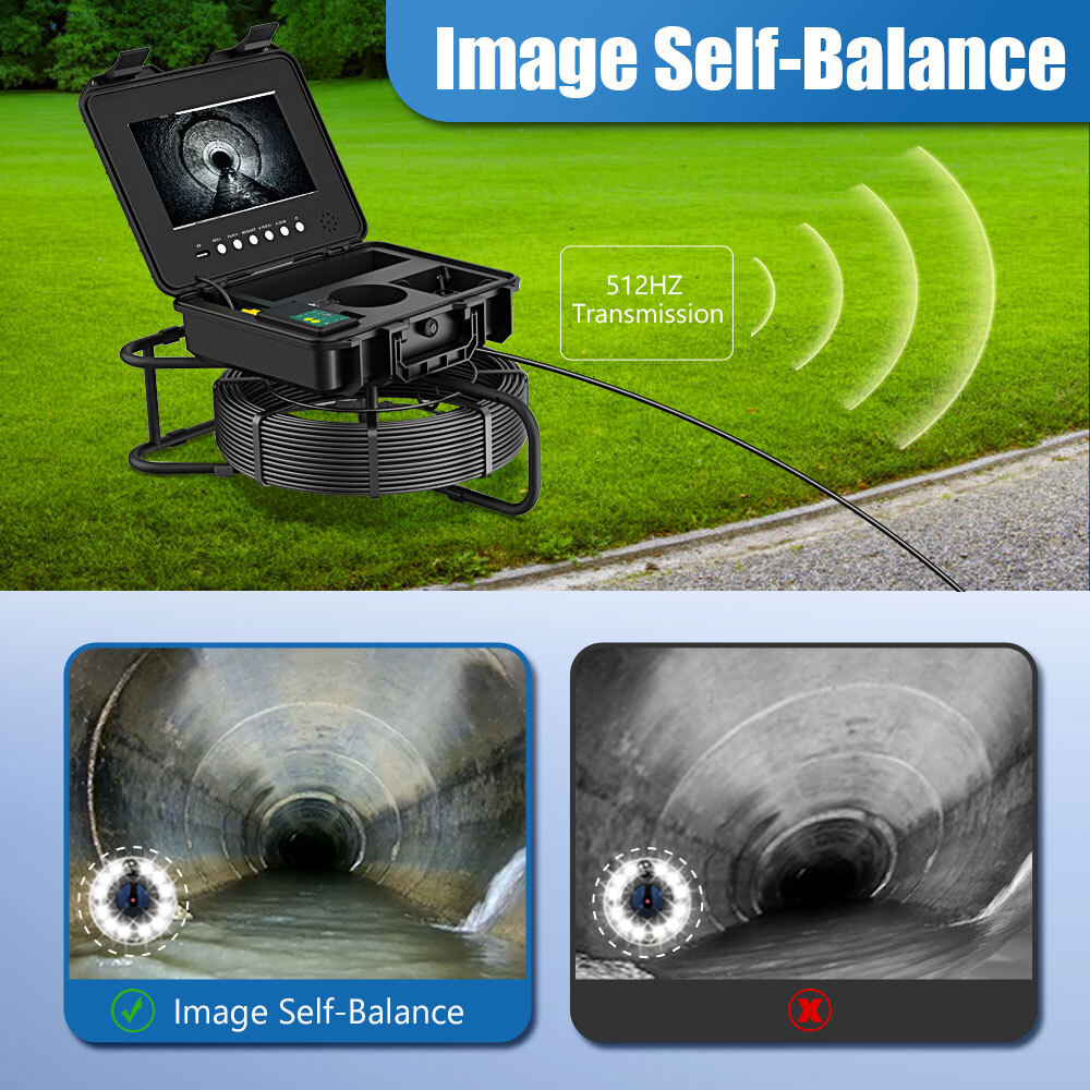 10.1" 70M Pipe Inspection Camera with 512HZ Locator Self-leveling Meter Counter