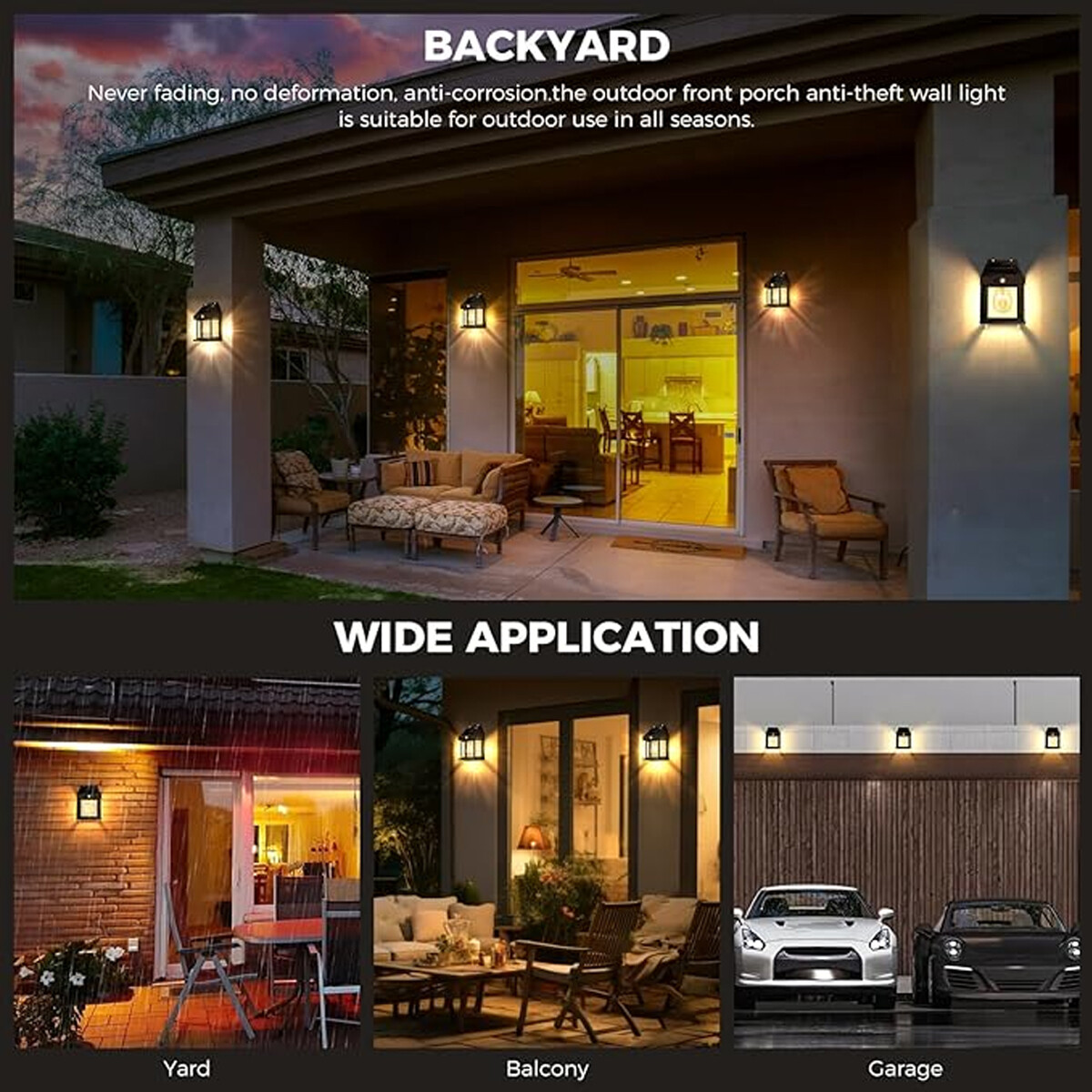 2 Pack LED Motion Sensor Solar Lights ,Outdoor IP65 Waterproof Security Lamp
