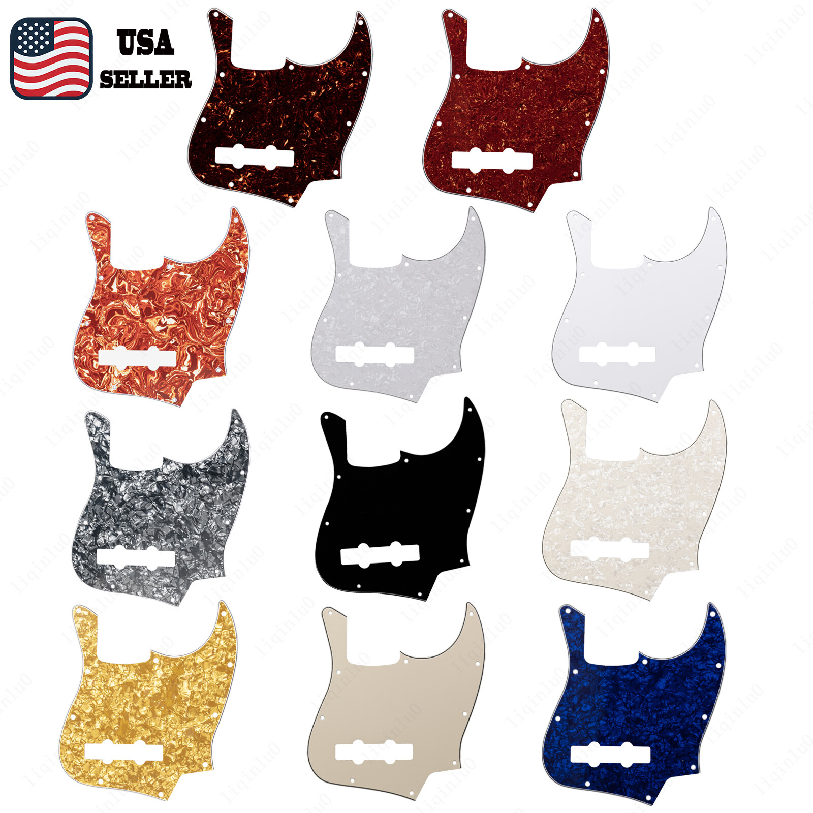 10 Hole 3 Ply Bass Pickguard For Standard Jazz Bass Various Colors