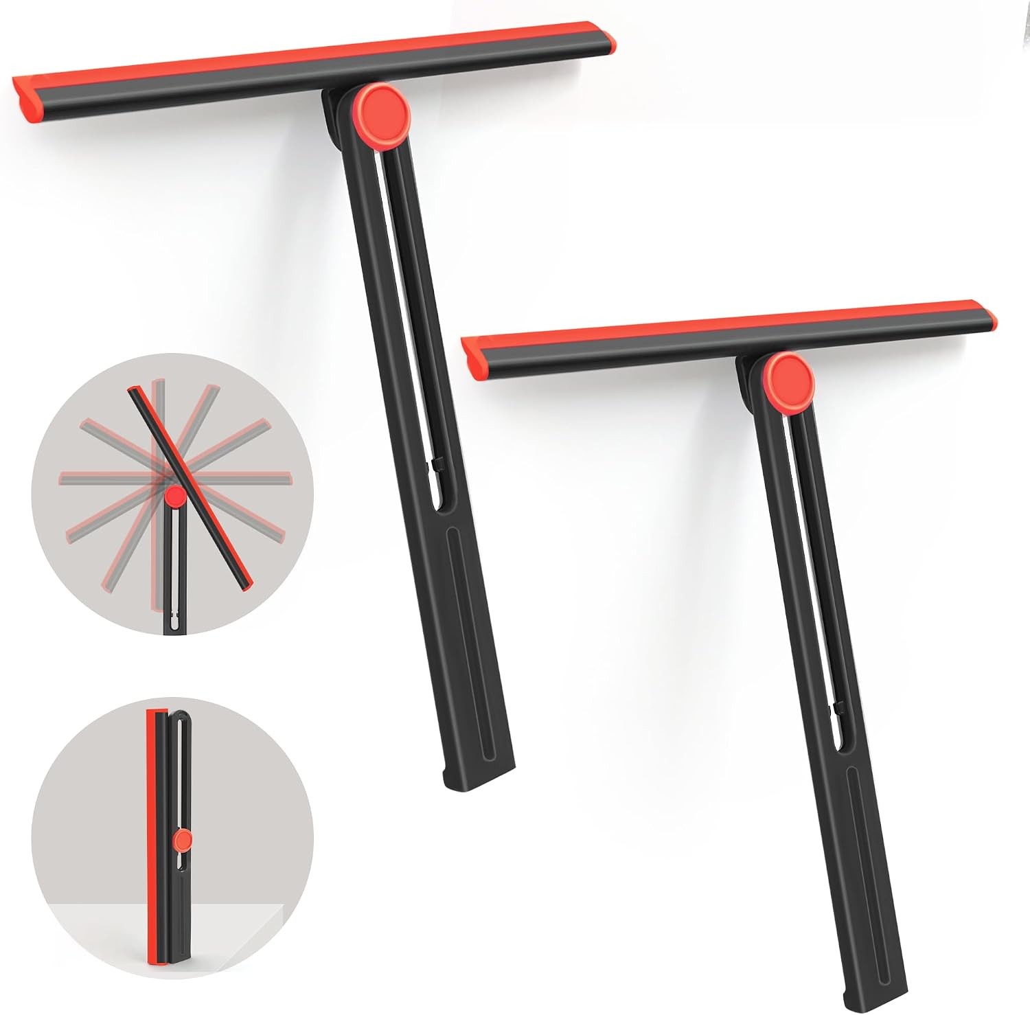 Shower Squeegee for Glass Doors with 2 Pack Multi-Purpose 360° Rotating Window