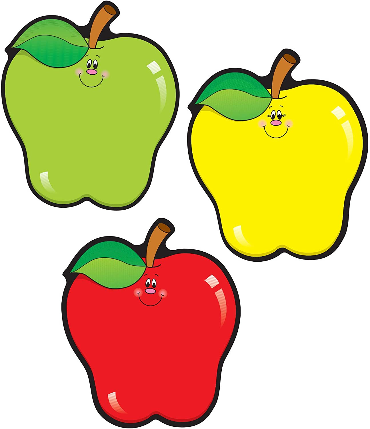 Carson Dellosa 36-Piece Red, Green and Yellow Fall Apple Bulletin Board Cutouts,