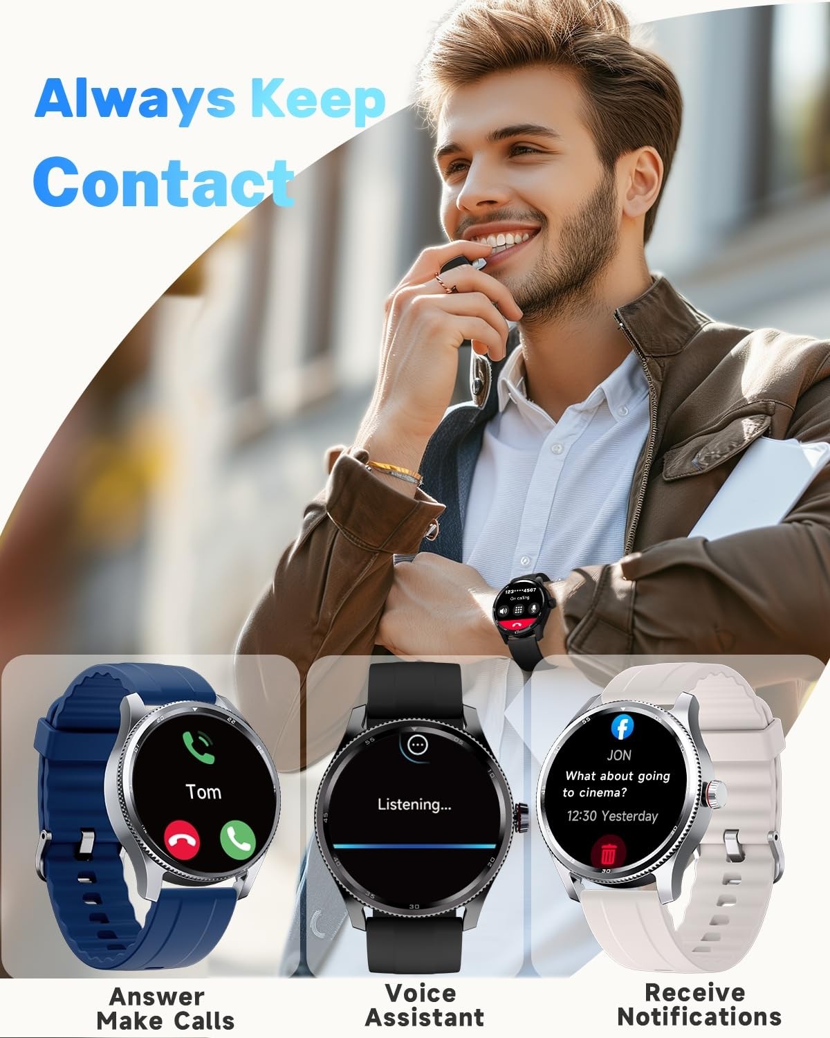 Men with Metal Bezel, Answer Make /Heart Rate/Step Counter/Sleep Tracker/100 ...