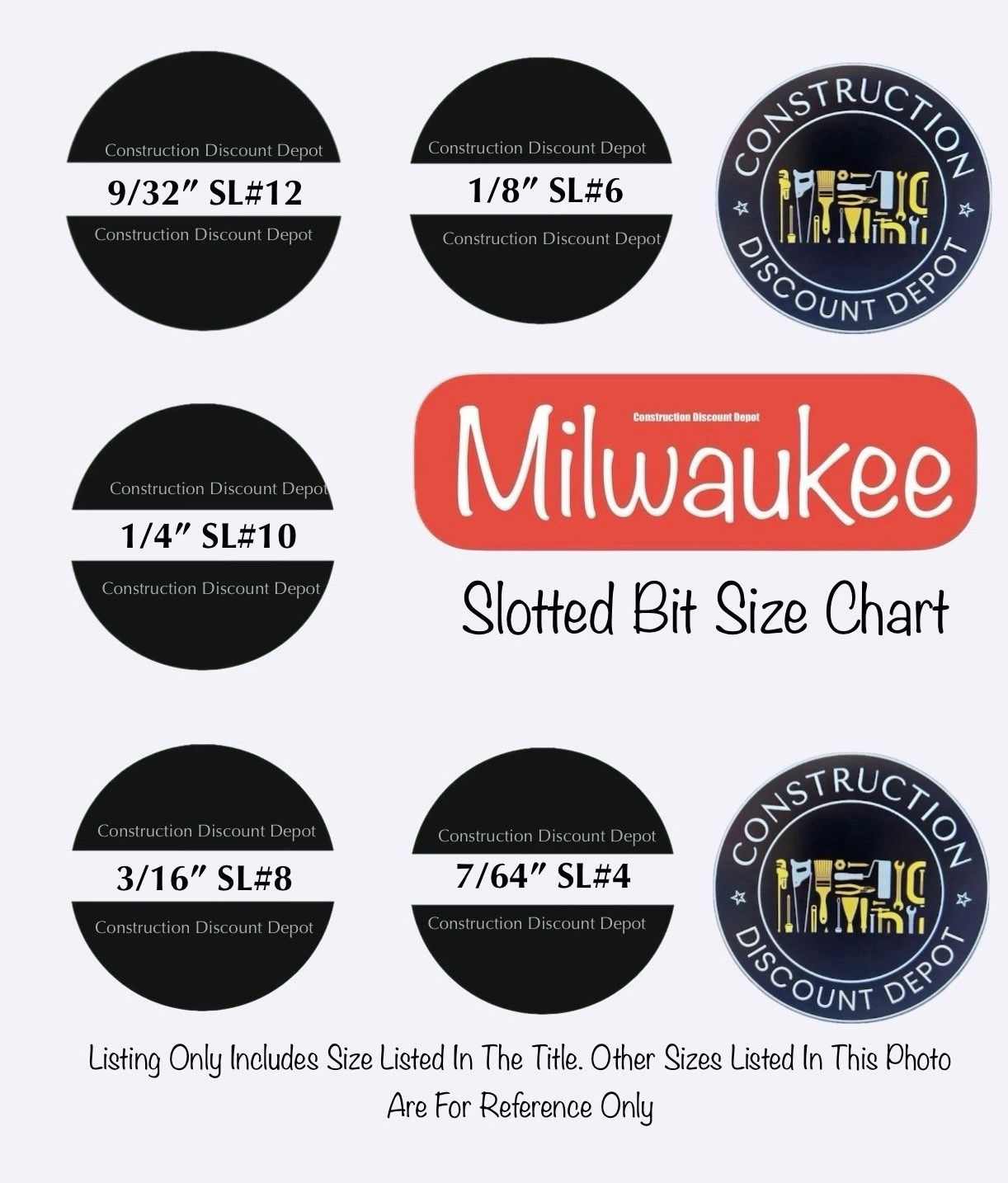 2 Pack Slotted SL#12 9/32" Milwaukee Shockwave Impact Duty Bit 2" Drill Bits