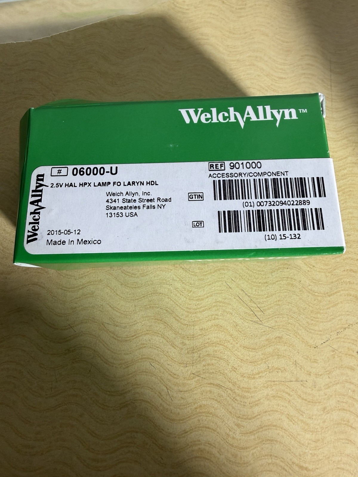 Welch Allyn 2.5V HAL HPX Lamp FO LARYN HDL 901000 # 06000-U