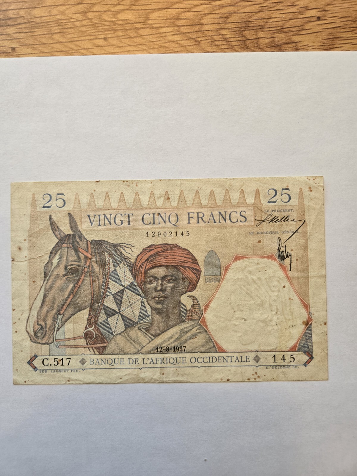 French West Africa 1937 25 Francs P27