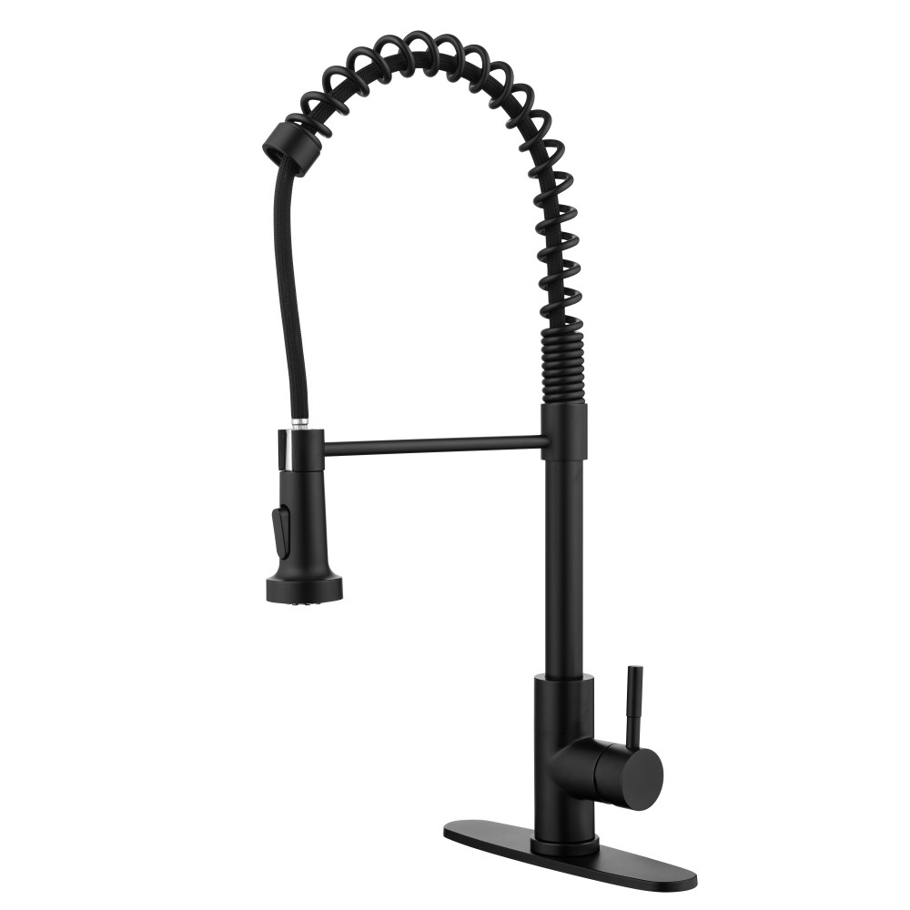 Spring Kitchen Faucet with Pull Out Sprayer Stainless Steel Single Handle