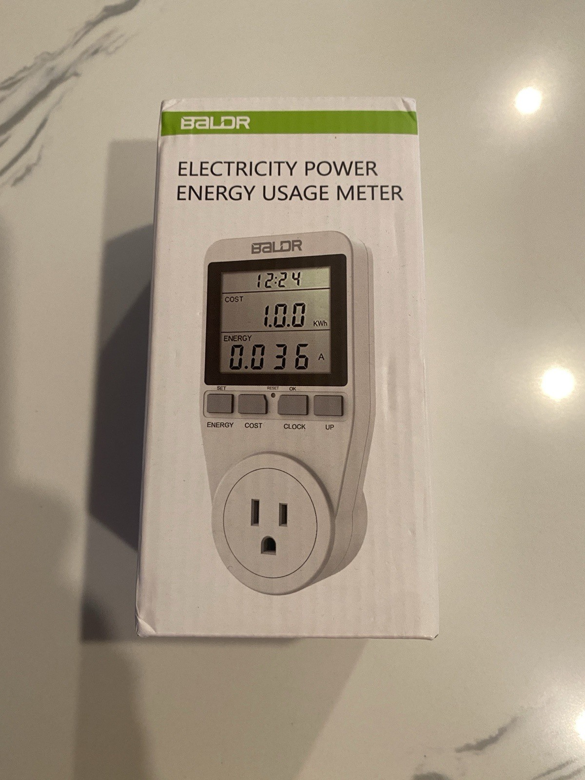 BALDR Electronic Energy Usage Meter LCD AC 1-Phase Plug-In Double Tariff