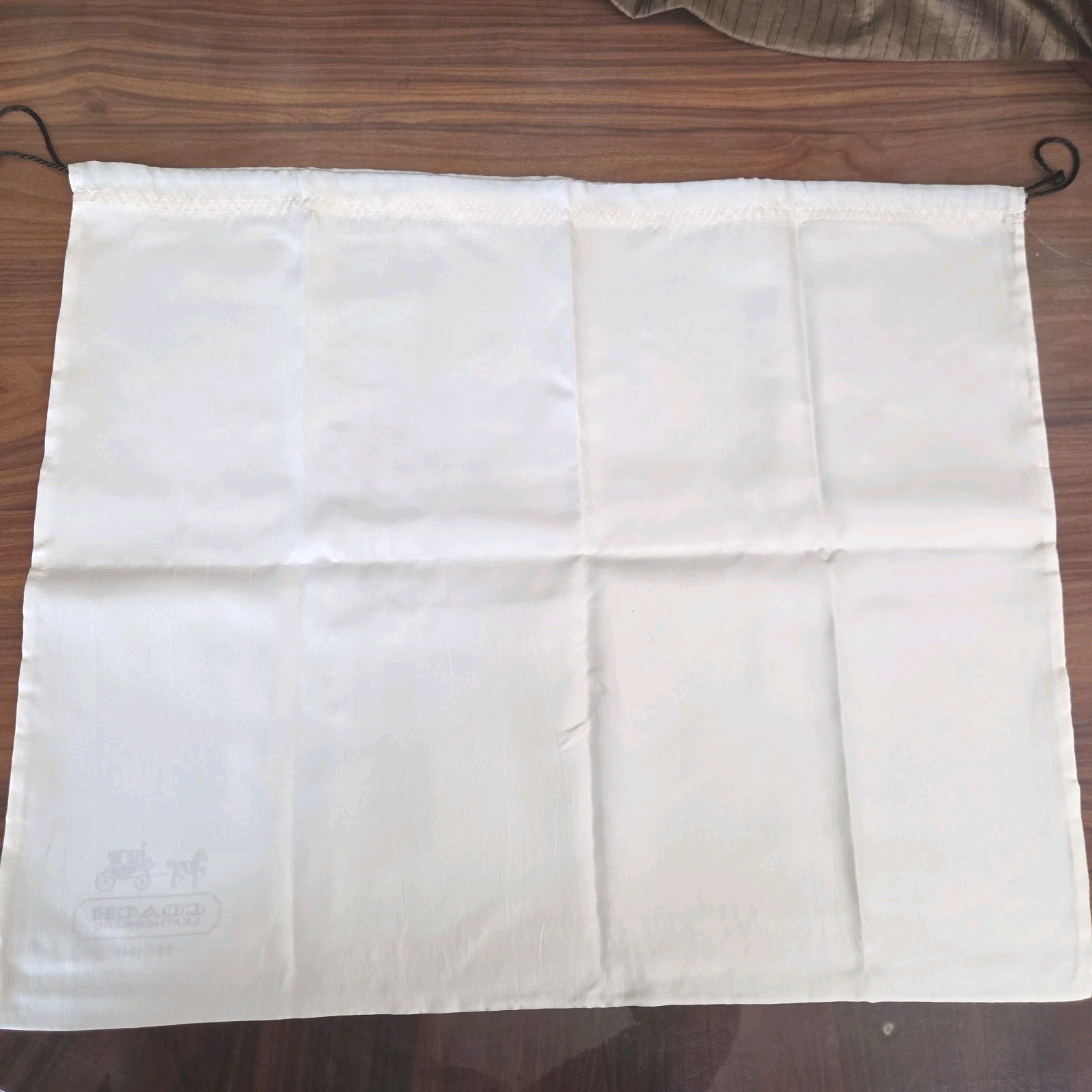 Large Coach Leatherware Dust Bag Drawstring Ivory Satin 23x19" Authentic Storage