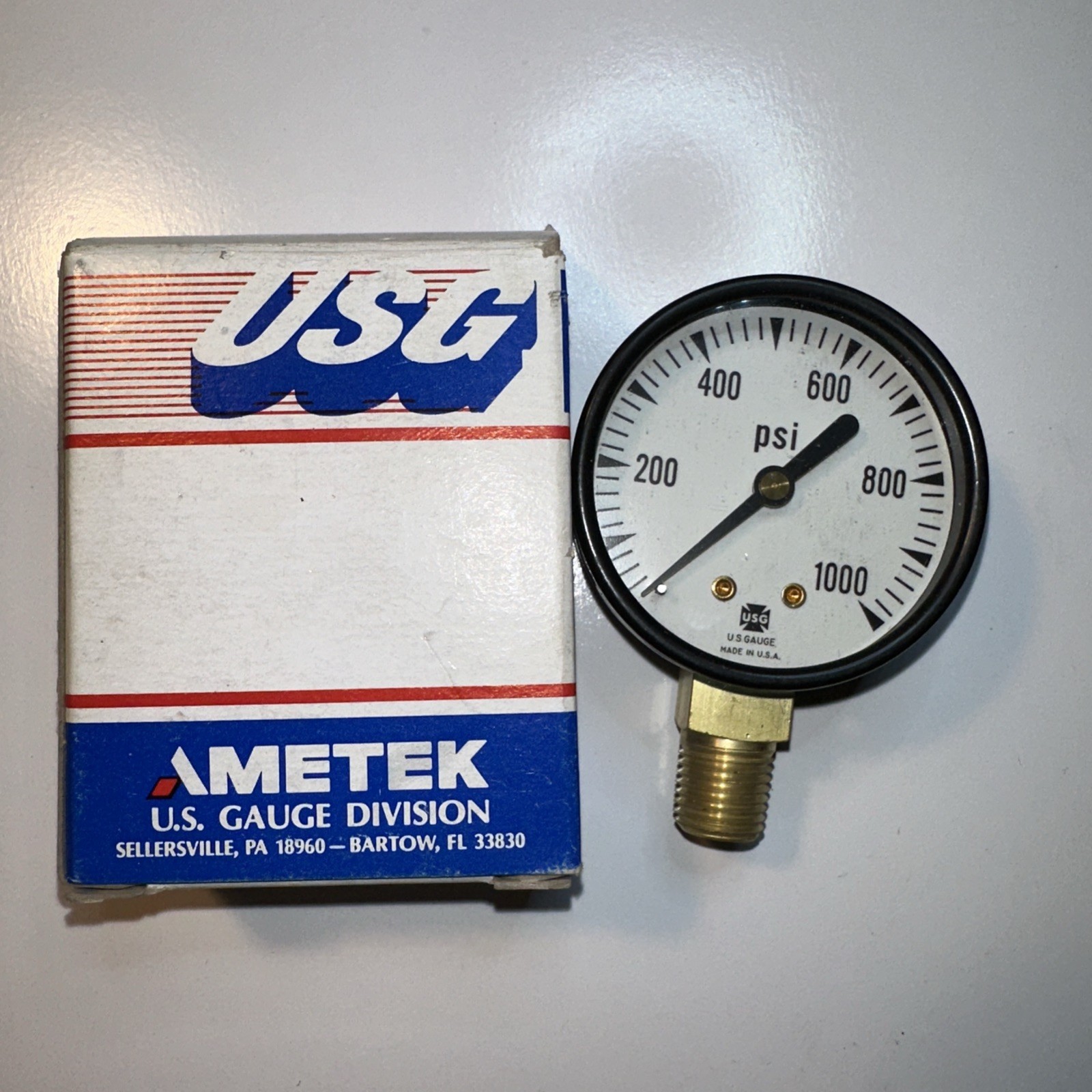 AMETEK USG 047494  P500 2” PRESSURE GAUGE 1000 PSI.  Real OR Steampunk use NIB