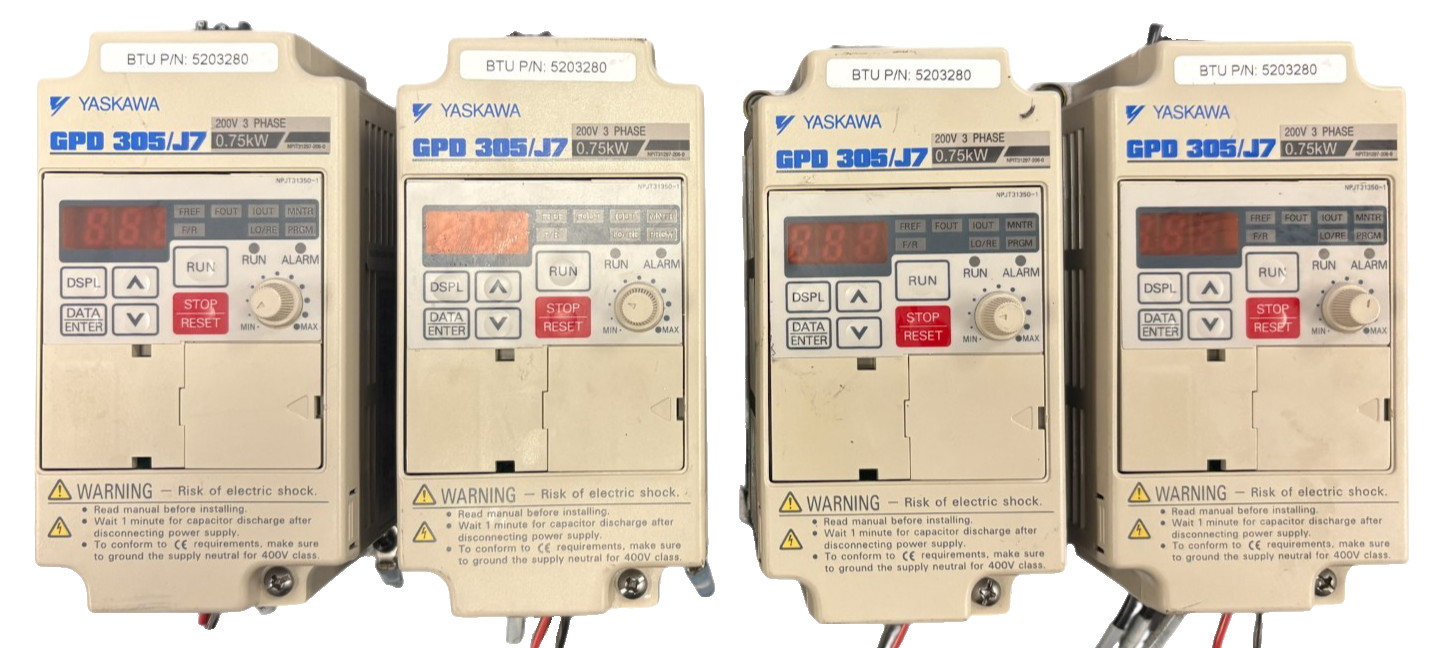 LOT OF 4~YASKAWA GPD 305/J7 200V 3 PHASE  0.75kW CIMR-J7AM20P7