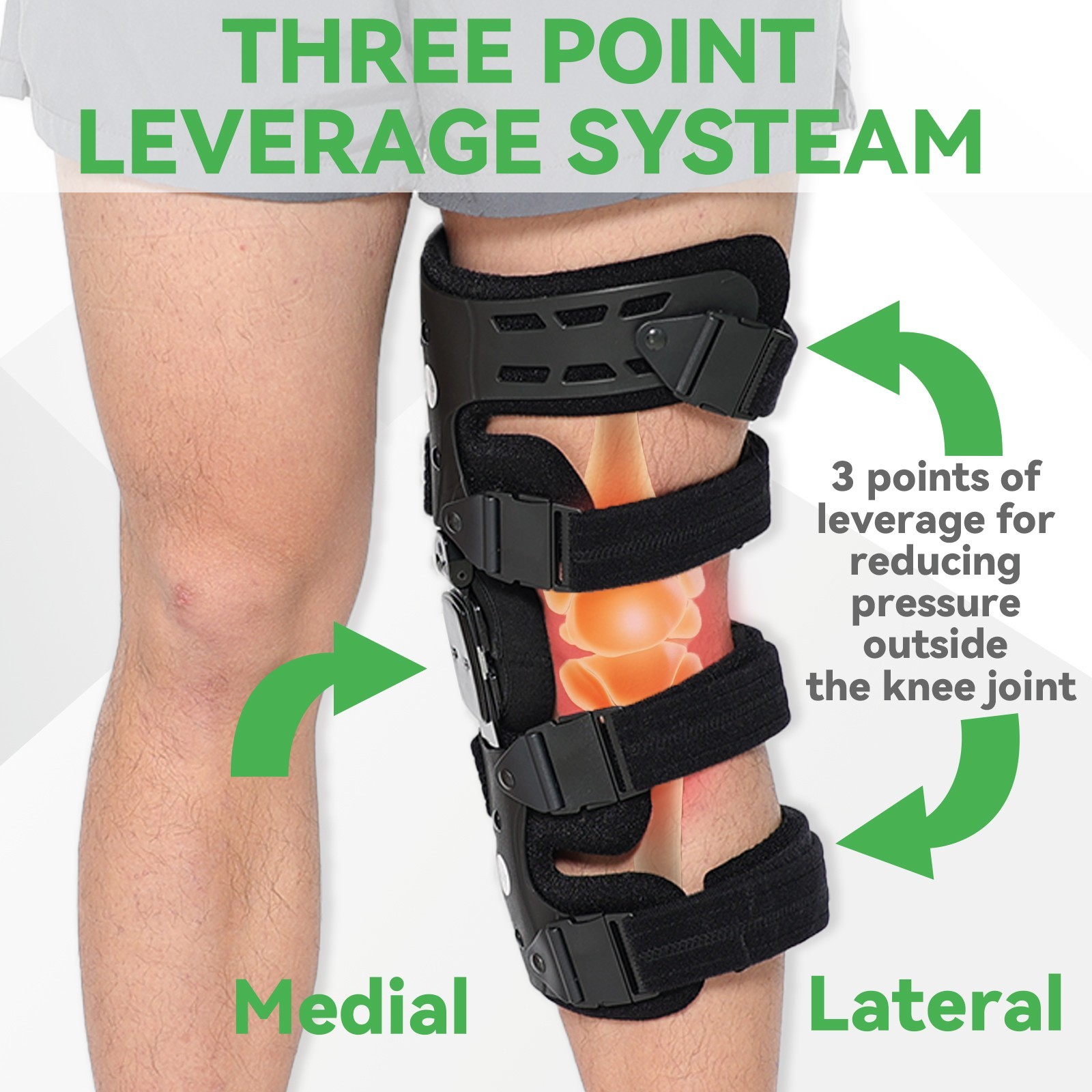  Lateral Unloader Knee Brace for Osteoarthritis & Bone on Bone Pain,Adjustable