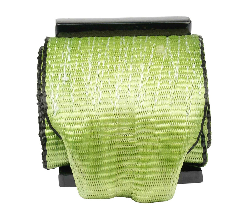 (4 Pack) 4"x5' Roll Off Container Green Winch Strap w/ Large Flat Hook for Truck
