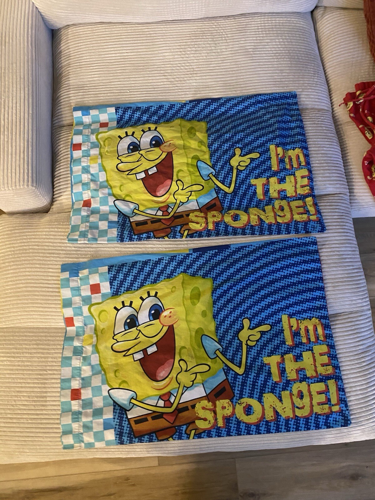 Vintage SpongeBob Squarepants Nickelodeon Pillow Case Double Sided Y2K SET OF 2