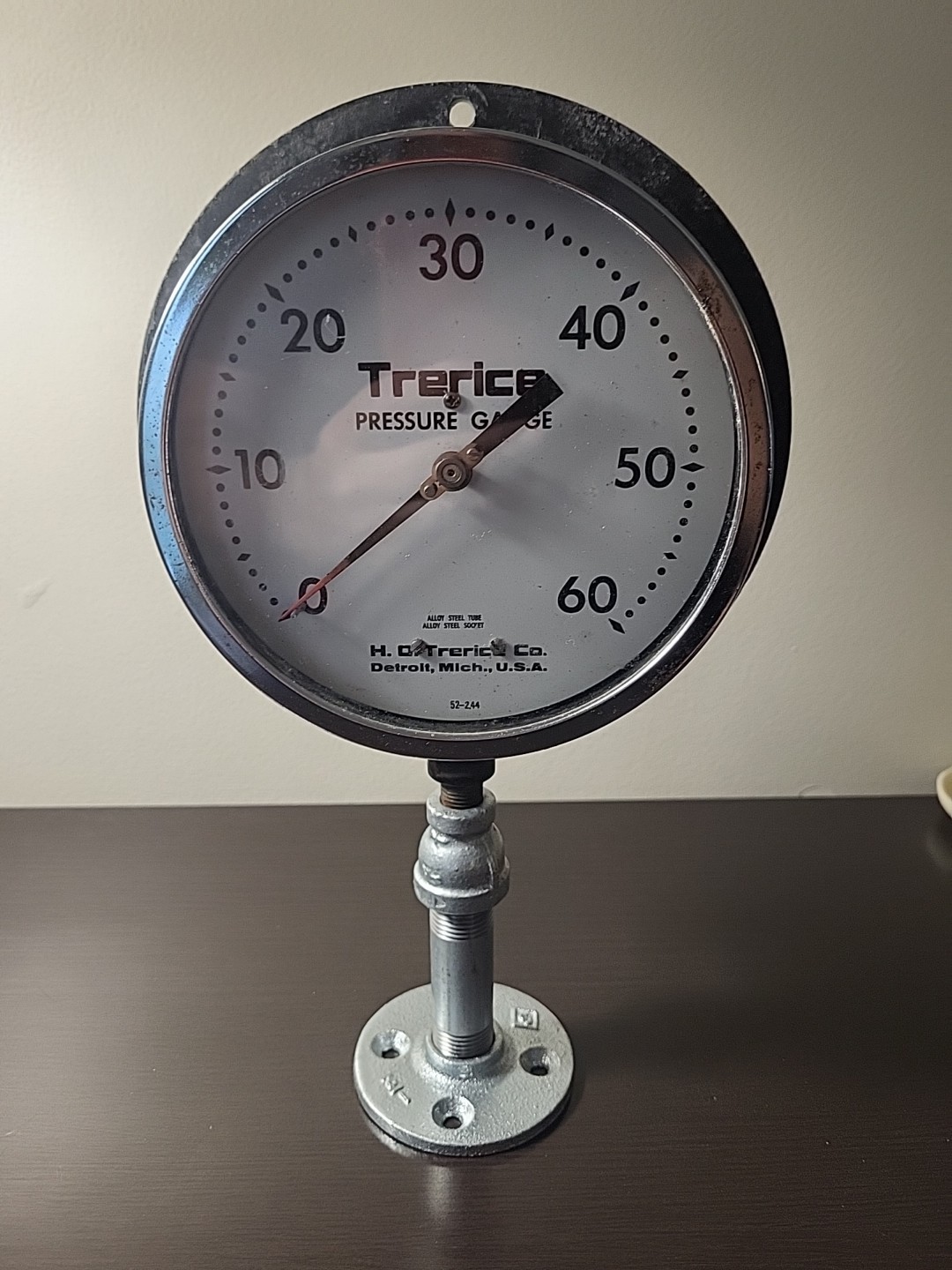 Trerice 0-60 PSI  Pressure Gauge 5 Inch Wide Steam Punk