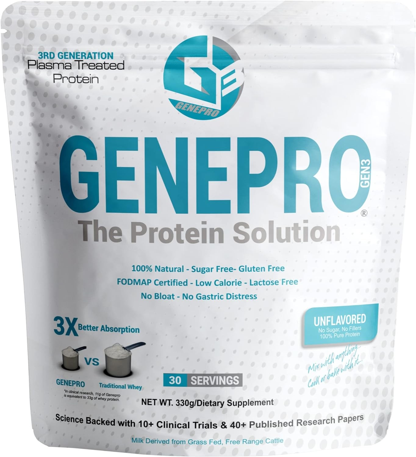 GENEPRO GEN 3 Unflavored Protein Powder Lactose Free Whey