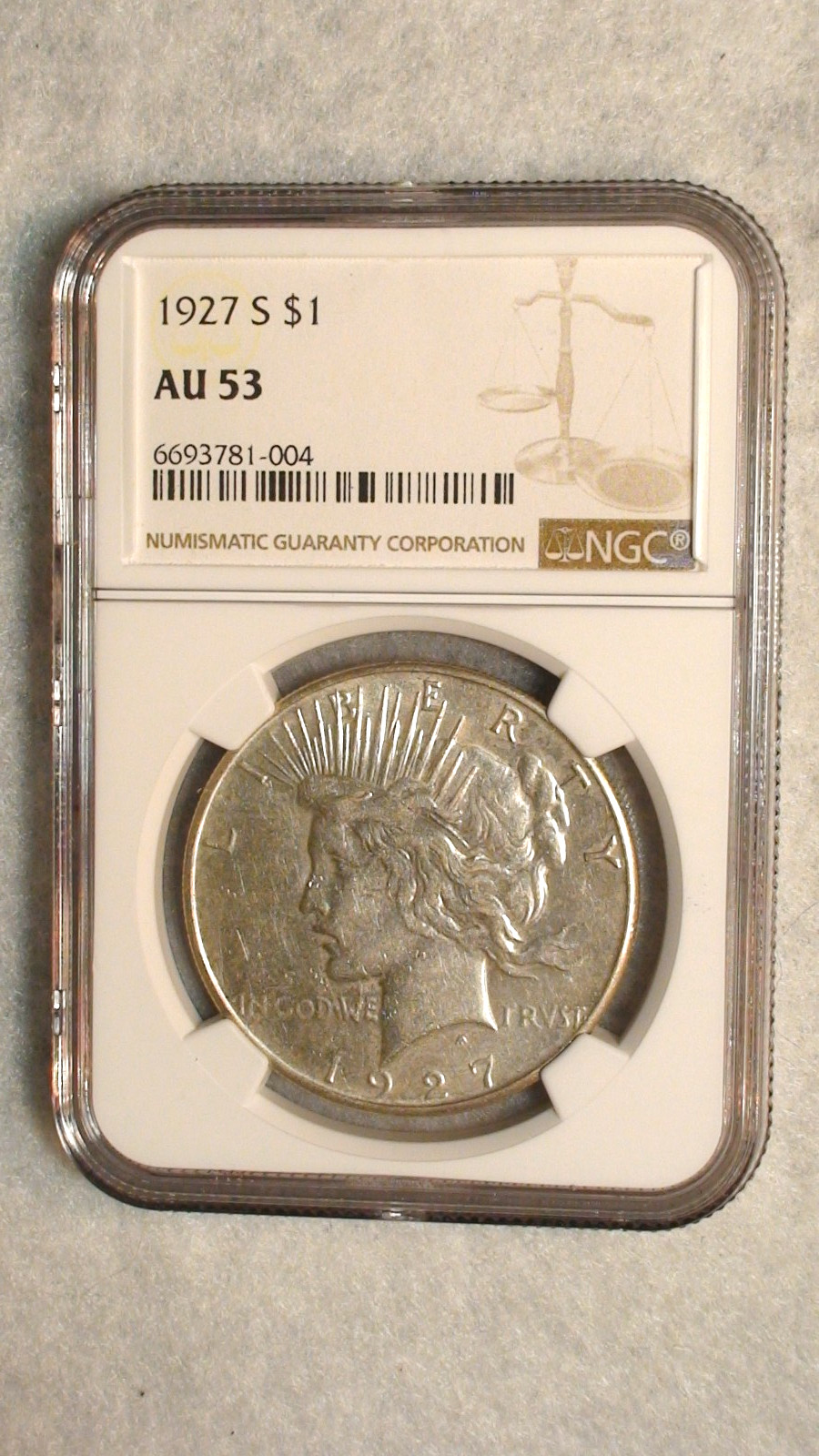 1927 S Peace Dollar NGC AU53 BETTER DATE CIRCULATED $1 Coin BUY IT NOW!