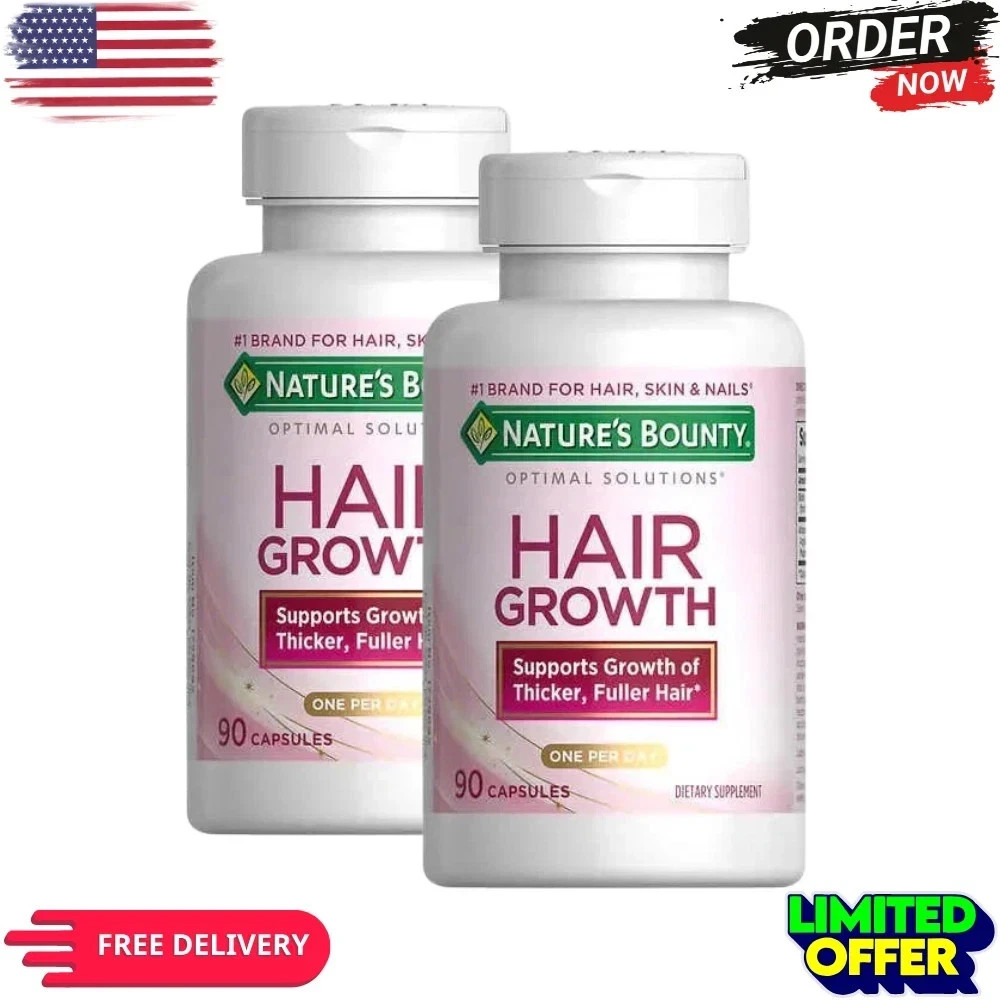 (2 PACK ) Nature's Bounty Hair Growth Supplement 90 Capsules Strong Healthy Hair