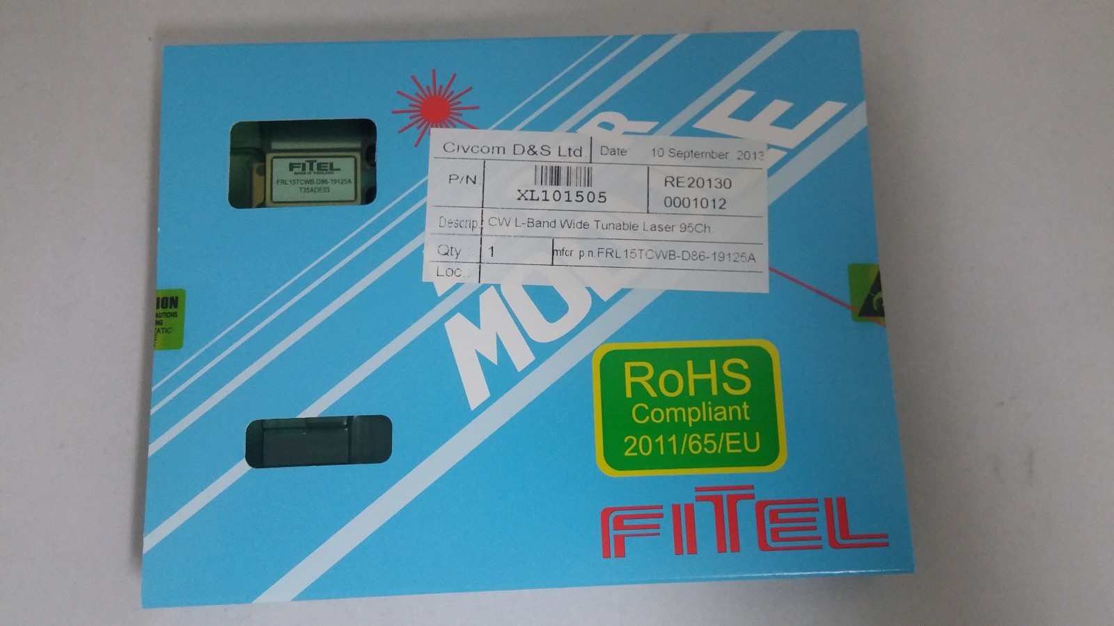 FITEL CW L-Band tunable laser, 95 channels FRL15TCWB-D86-19125A