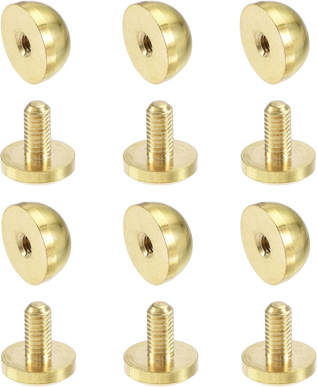 12X7Mm round Studs Rivet Purse Handbag Feet Spike Brass Leather Craft Screw Back