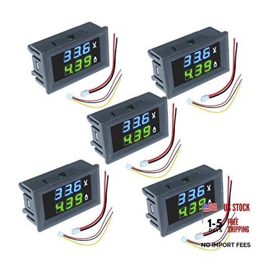 5PCS 0.28" Volt Amp Meter Digital Voltmeter Ammeter DC 100V 10A Blue-Green