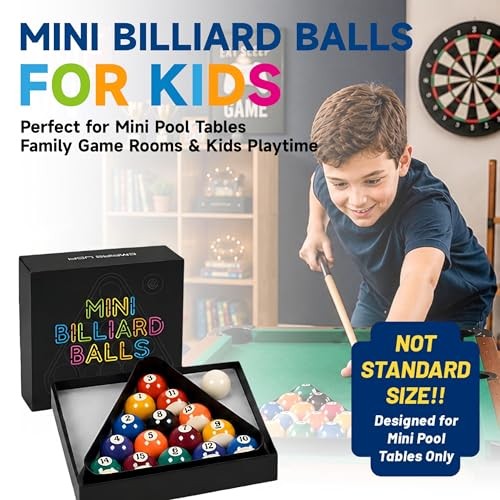 Mini Billiards Pool Ball Set 1.5 Inch - Mini Pool Table Balls Set with
