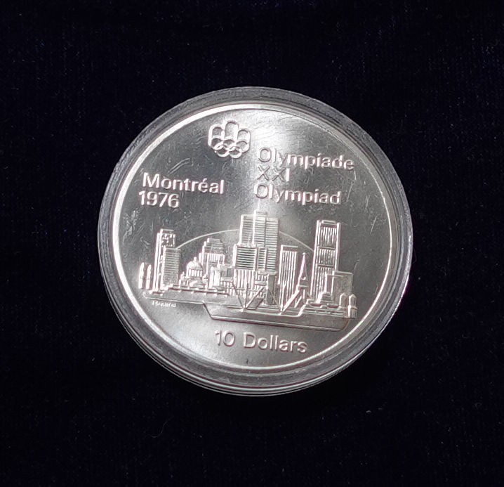Canada 10 Dollars .925 Silver Coin Montreal 1976 Olympics Montreal Skyline