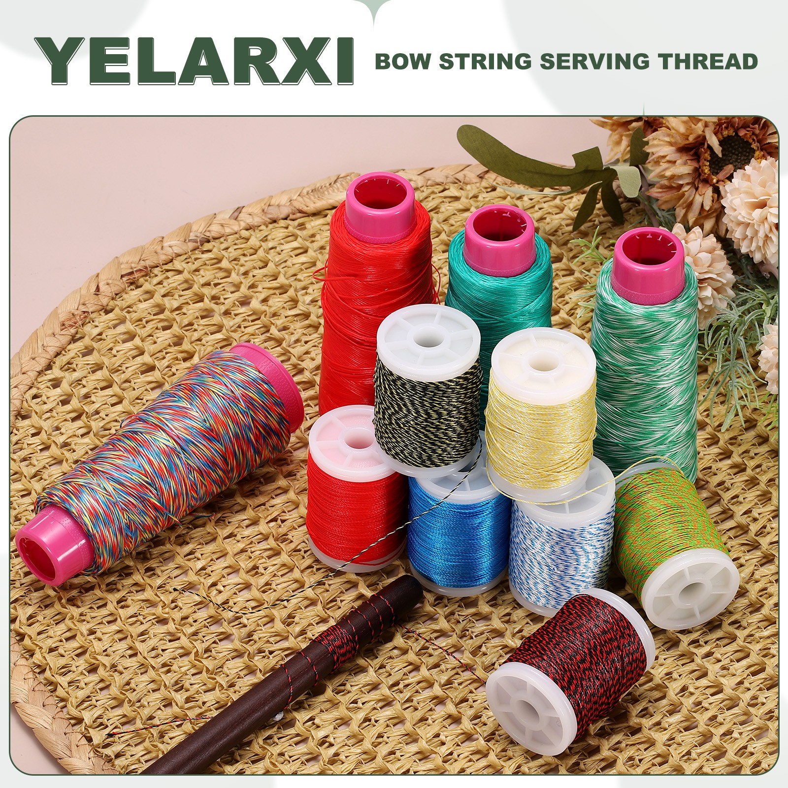 Archery Bow String Serving Thread, Bowstring Thread 400D & Black/White