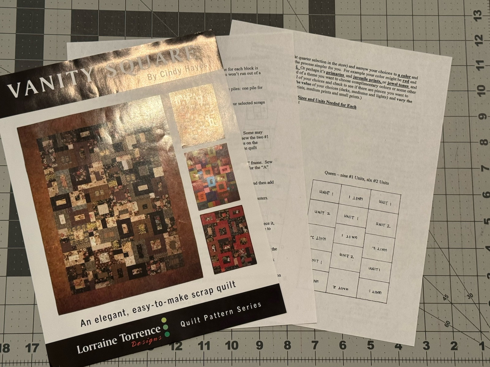 VANITY SQUARE Quilt Design Lorraine Torrence Designs 3 Sizes