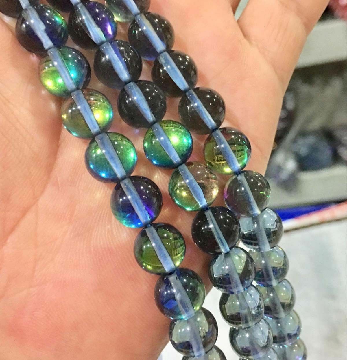 6mm 8mm 10mm 12mm Gray Rainbow Moonstone Round Grade Loose Beads 15" AAA