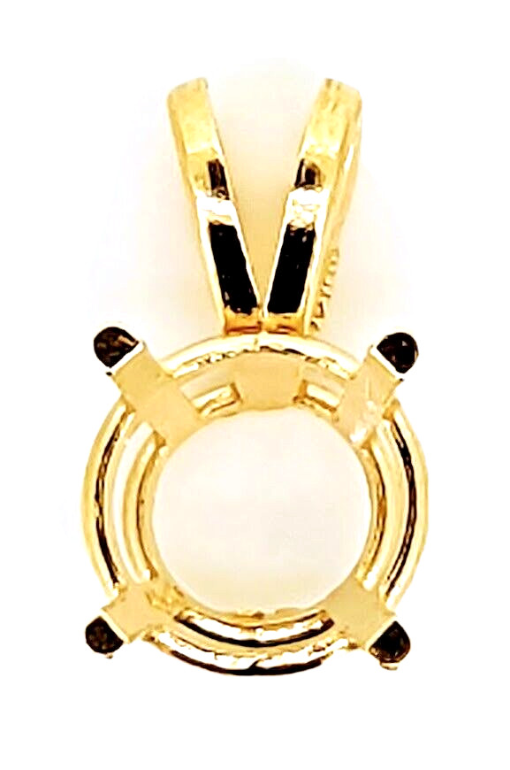 3.5mm 14K Gold Round Cut Pendant Setting Basket Solitaire Pendant Yellow Gold