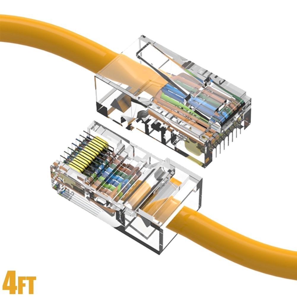 4FT Cat5e RJ45 Ethernet LAN Network UTP Non-Booted Patch Cable Copper Yellow