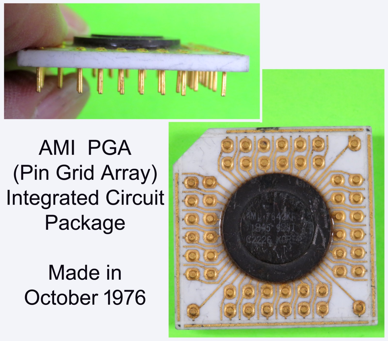 Vintage 1976 AMI White Ceramic PGA Integrated Circuit Computer Chip - Scarce?