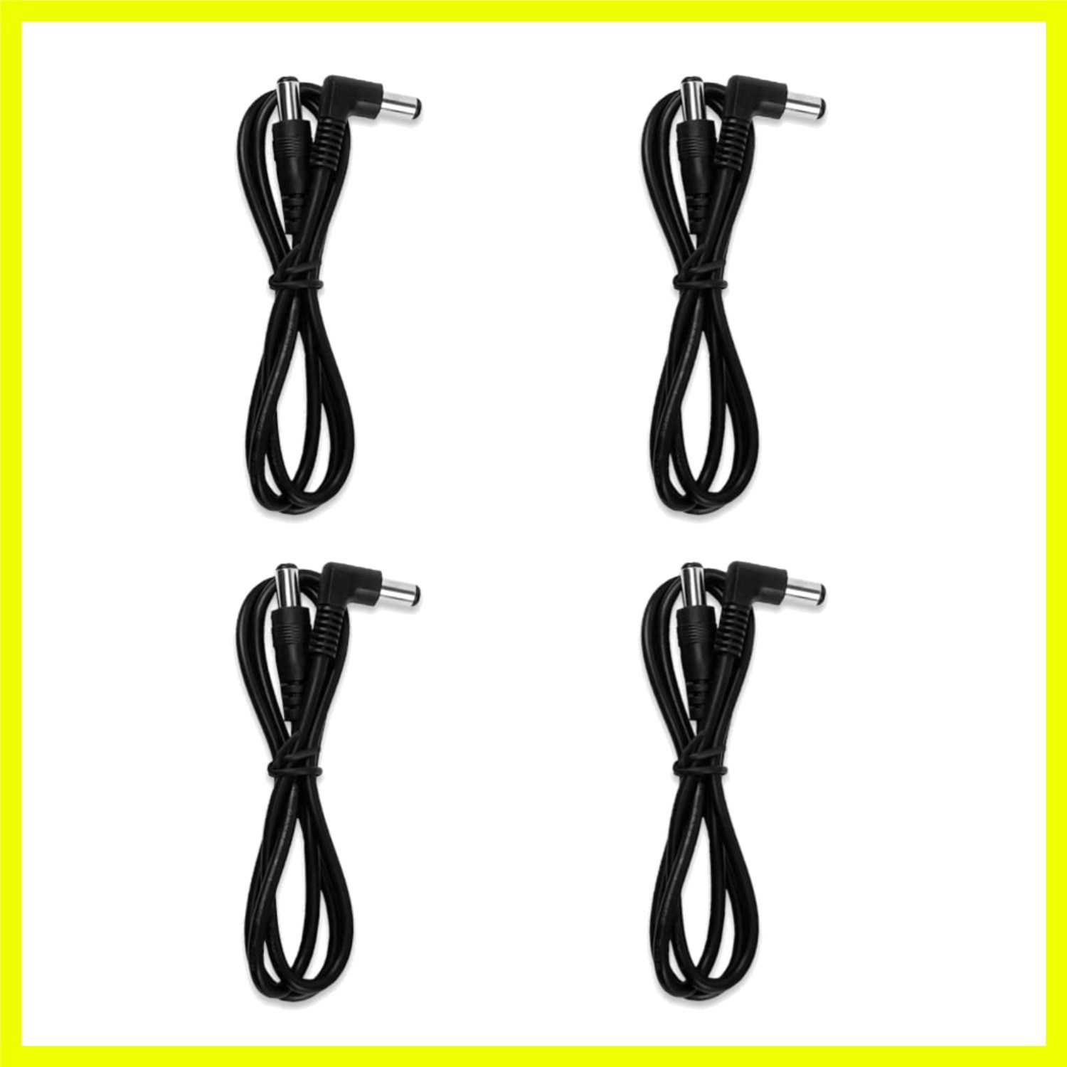 Reliable 4-Pack 60CM Male-to-Male Power Cables for Guitar Effects, PVC Jacketed