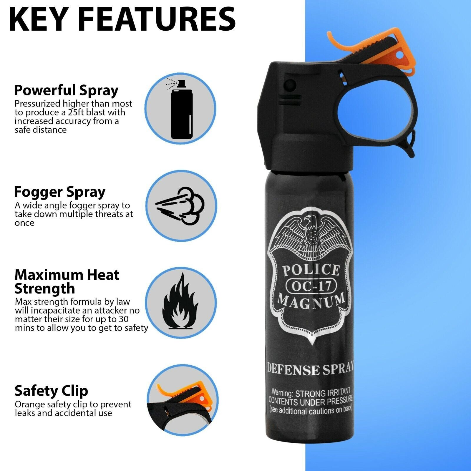 Police Magnum pepper spray 4 ounce Fire Master Fogger Defense Safety Protection