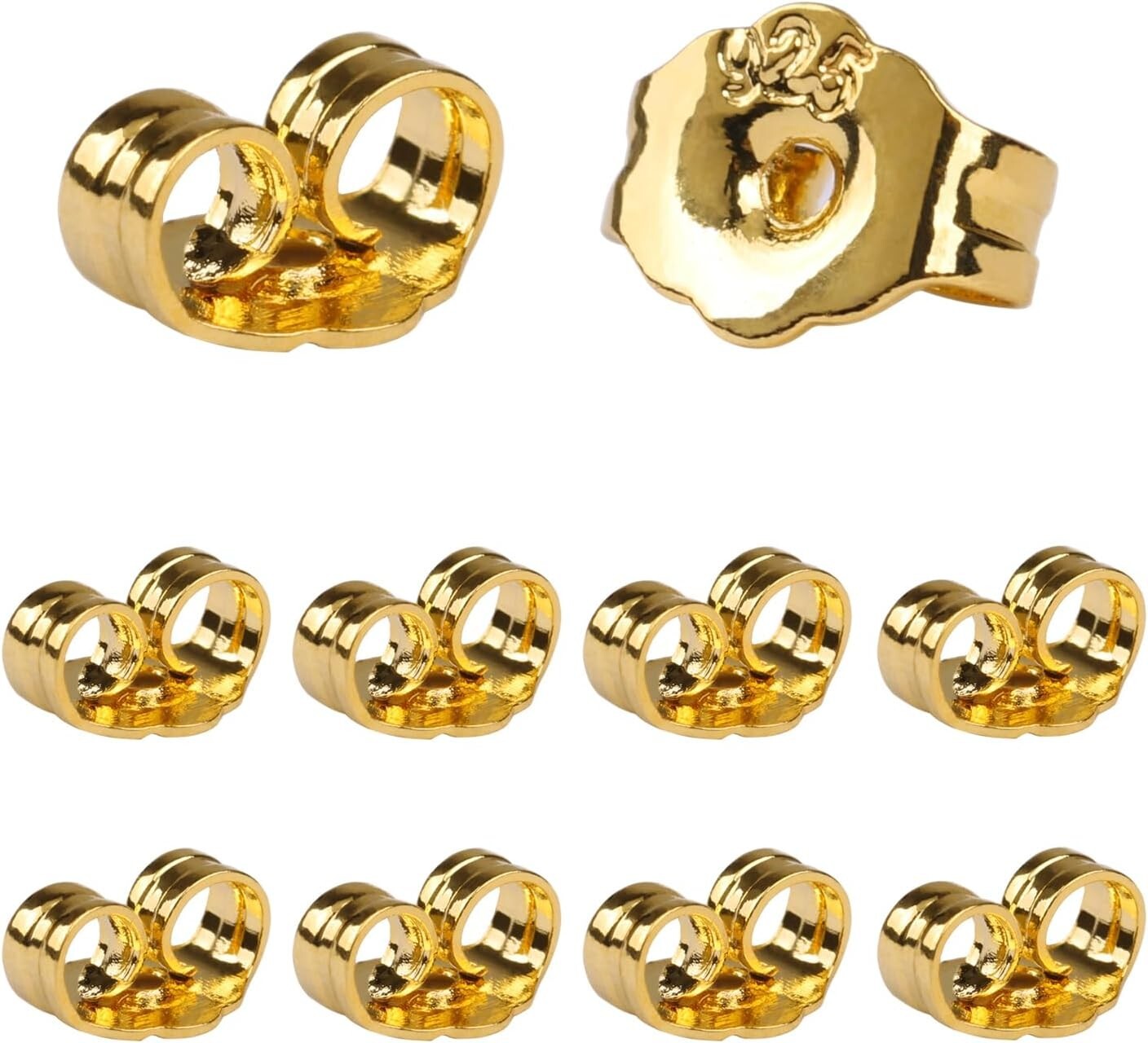 14K Gold Earring Backs Replacements - Hypoallergenic Earring Backs for Studs, Se