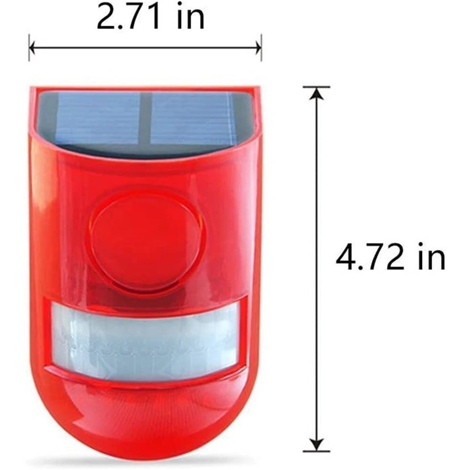 Solar Alarm LED Light Solar Strobe Light Wireless Motion Sensor Detector Outdoor