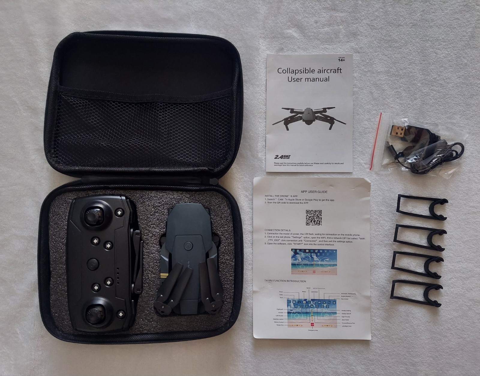 Platinum DRONE 5" Mini Quad Copter Complete Controller Case Extras Works 2.4 Ghz