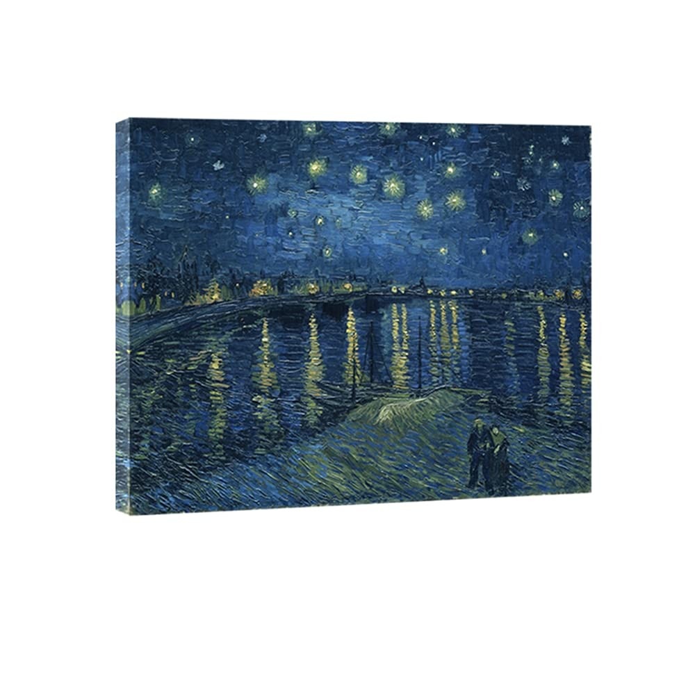 Wieco Art Starry Night Over the Rhone by Van Gogh Famous 16"L x 12"W, Blue