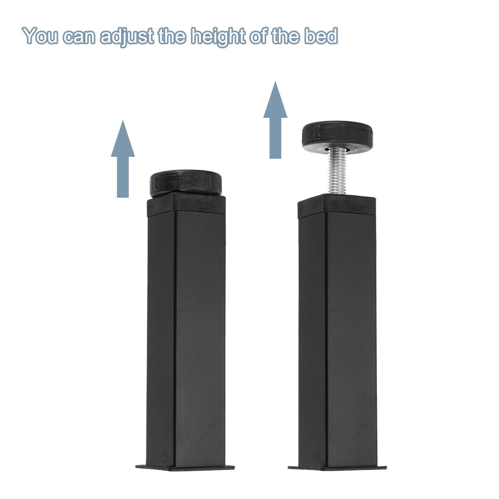 Adjustable Height Center Support Leg, 6" Bed Support Legs, Black