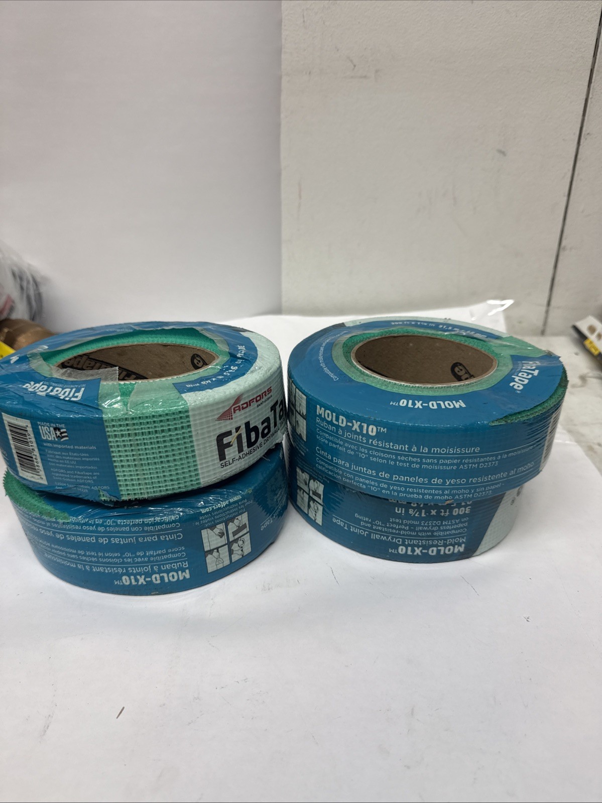 Lot of 4 rolls Saint-Gobain Adfors FibaTape Mold-Resistant Drywall Joint Tape