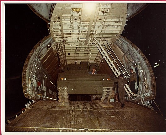 1970-80s Loading XM723 MICV into C5A Galaxy Transport 8x10 Photo