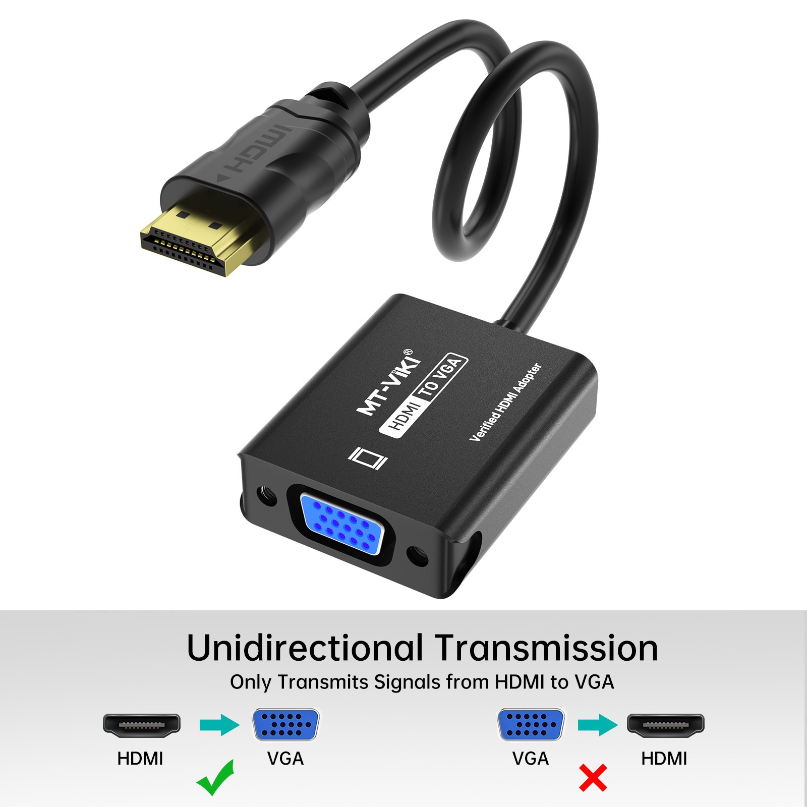 MT-VIKI HDMI to VGA Adapter Converter, HDMI Cable Converter Male to VGA Female
